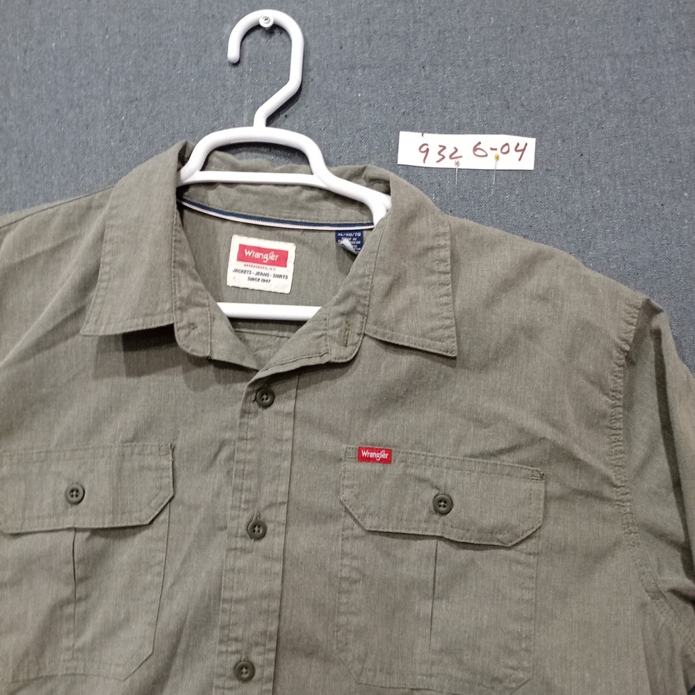 Wrangler Mens XL Long Sleeve Button Down Shirt Olive Green Workwear Utility